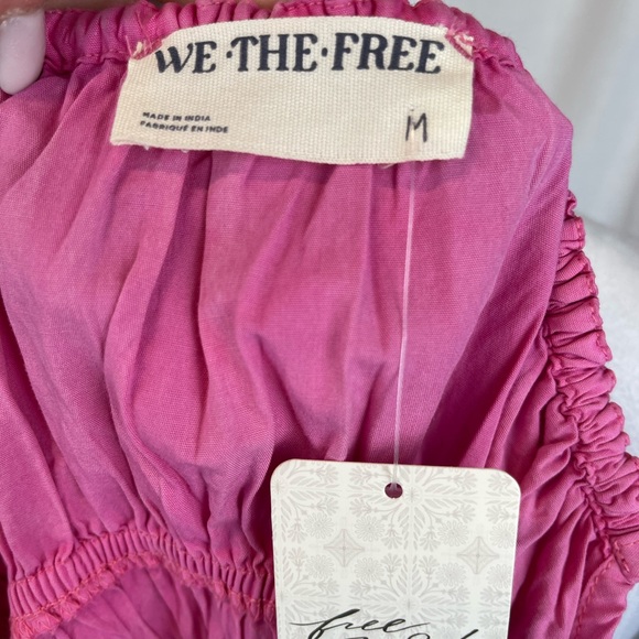 We The Free Pink Boho Peplum Smocked Tank Top M Cottagecore Festival Y2K - Picture 4 of 5